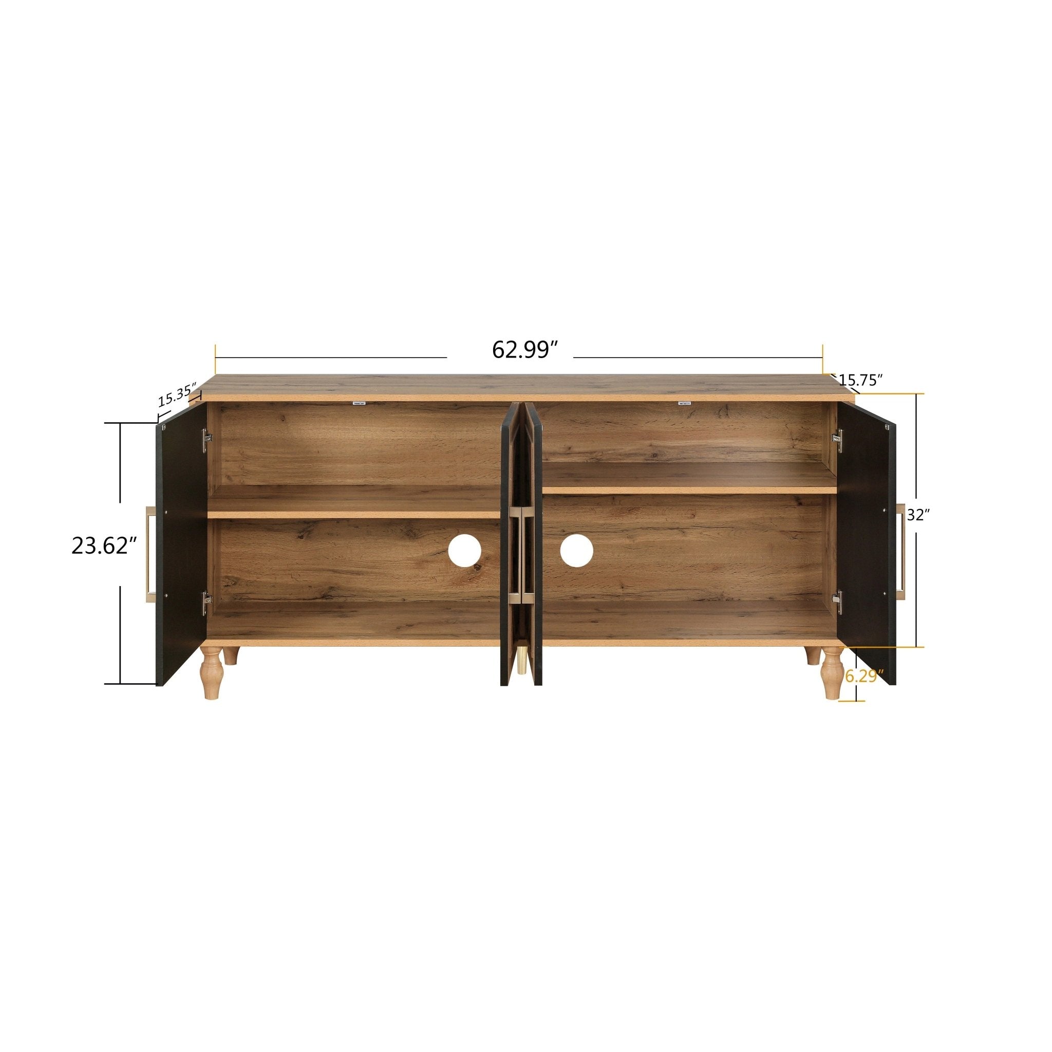 customized - Carved Flower Door Large Storage Cabinet With Metal Handle Suitable For Living Room, Kitchen, Entryway - Boho Eco Boutique™ - customized - Boho Eco Boutique™ - Natural Wood -