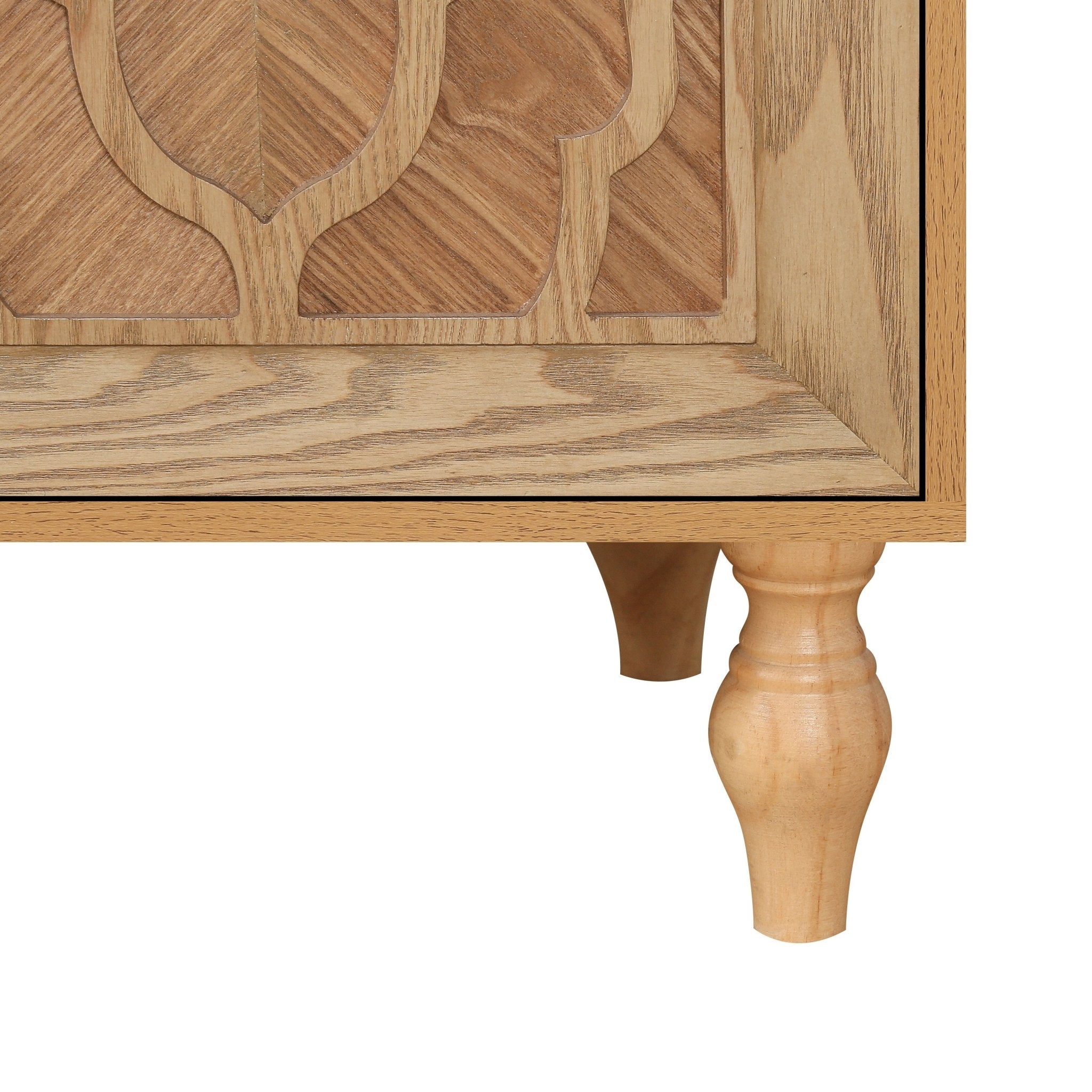 customized - Carved Flower Door Large Storage Cabinet With Metal Handle Suitable For Living Room, Kitchen, Entryway - Boho Eco Boutique™ - customized - Boho Eco Boutique™ - Natural Wood -