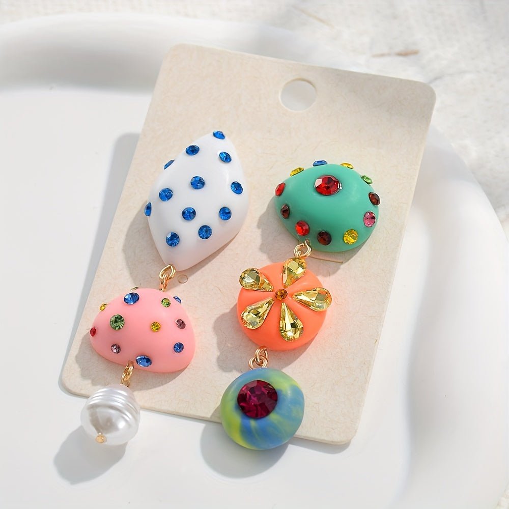 accessories - Charming Colorful Resin Drop Earrings - Cute, Irregular Design With Stainless Steel Posts For Women | Perfect For Parties & Festivals Earrings For Women Jewelry For Women - Boho Eco Boutique™ - accessories - Boho Eco Boutique™ - Multicolor -