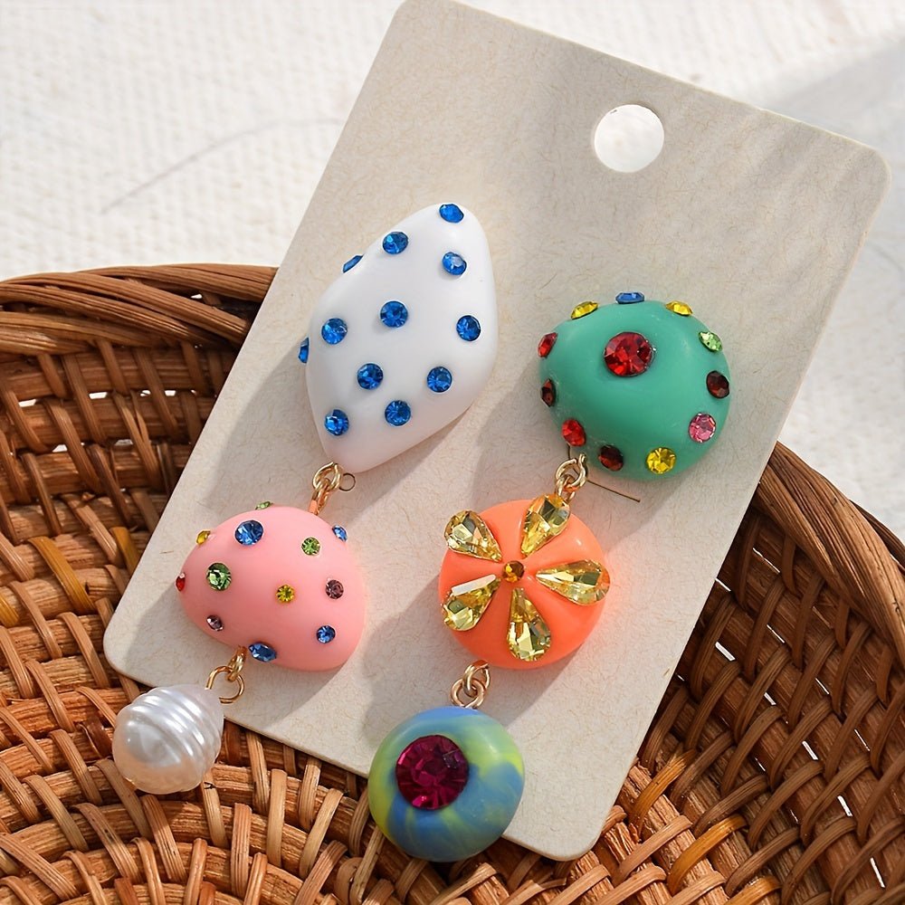 accessories - Charming Colorful Resin Drop Earrings - Cute, Irregular Design With Stainless Steel Posts For Women | Perfect For Parties & Festivals Earrings For Women Jewelry For Women - Boho Eco Boutique™ - accessories - Boho Eco Boutique™ - Multicolor -
