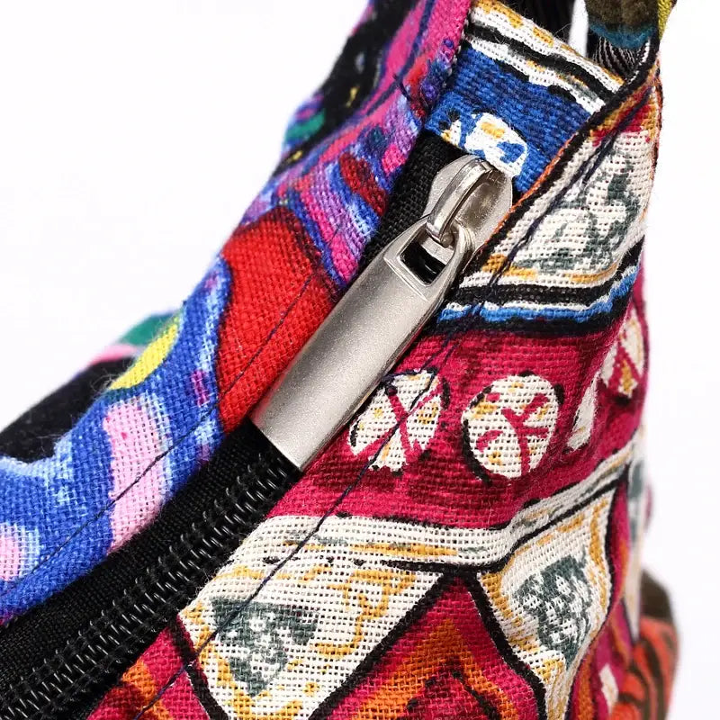 Designer Women Sling Shoulder Bag - Cotton Fabric Floral Hobo Messenger Bag Hippie Patchwork Style - multicolor / CHINA