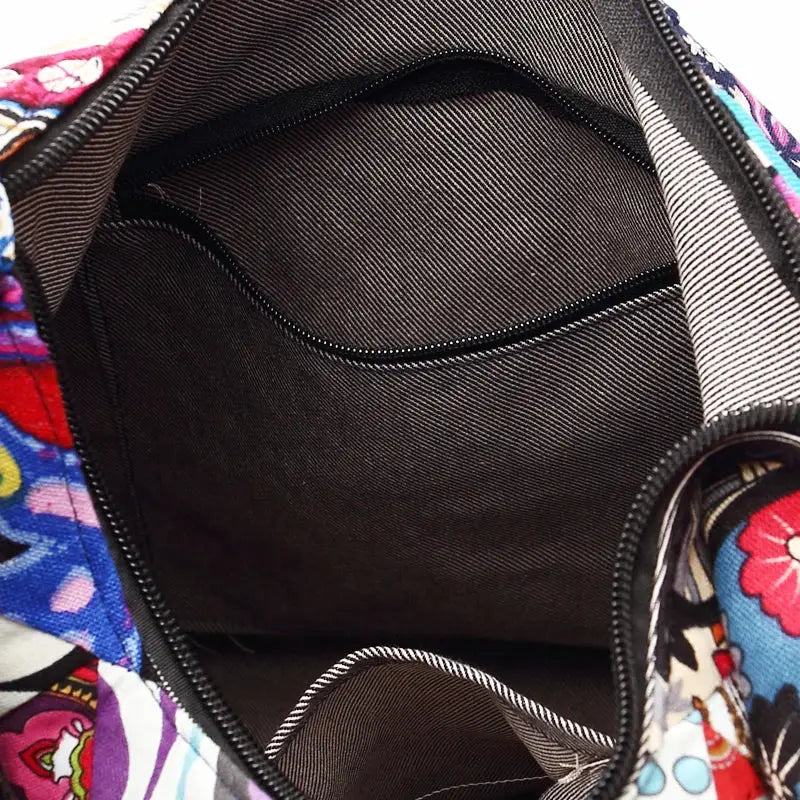 Designer Women Sling Shoulder Bag - Cotton Fabric Floral Hobo Messenger Bag Hippie Patchwork Style - multicolor / CHINA