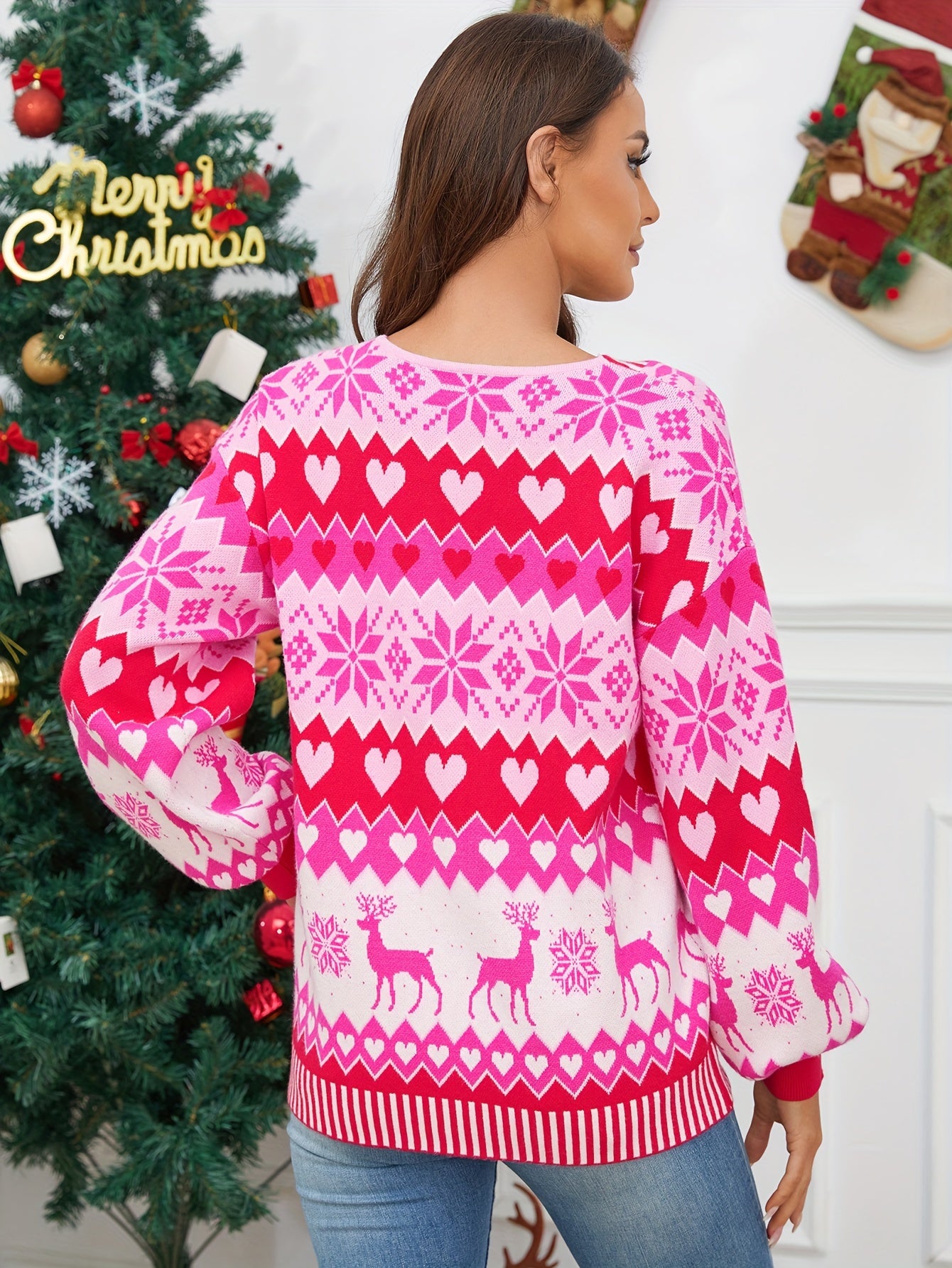 Christmas Sweaters for Women - Fun Patterned Cute Cardigans, Merry Winter Open-Front Knit Sweater Outerwear
