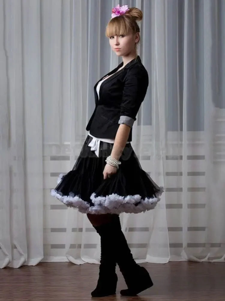 Eco-Friendly Women’s Ruffle Chiffon Ballet Tulle Mini Skirt - Sustainable Summer Tutu Pettiskirt for Teens & Adults