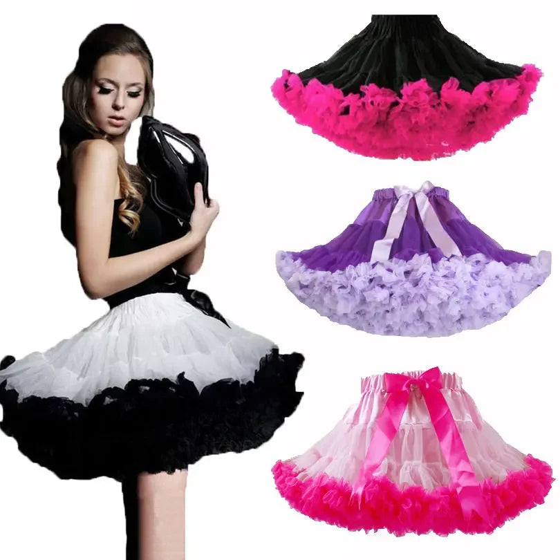 Eco-Friendly Women’s Ruffle Chiffon Ballet Tulle Mini Skirt - Sustainable Summer Tutu Pettiskirt for Teens & Adults