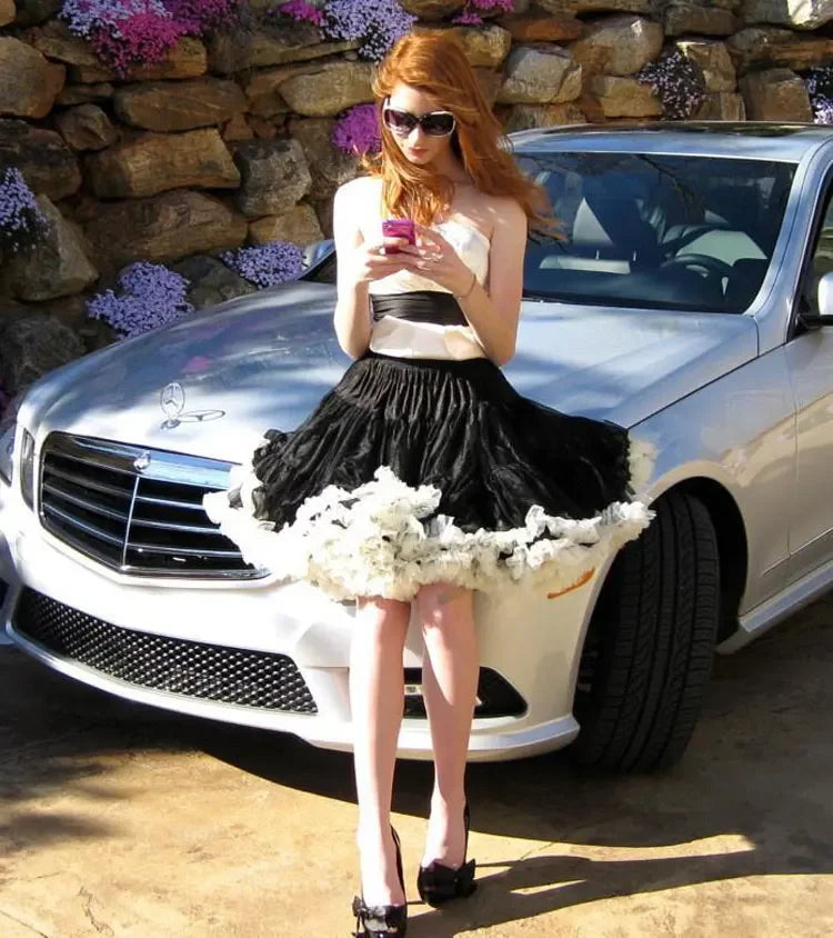 Eco-Friendly Women’s Ruffle Chiffon Ballet Tulle Mini Skirt - Sustainable Summer Tutu Pettiskirt for Teens & Adults
