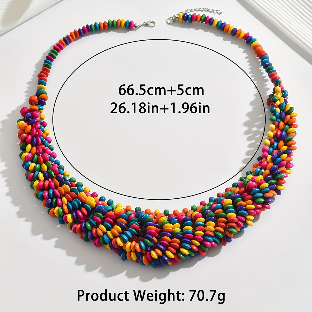 Bohemian Vintage Wooden Beaded Choker Necklace - Handcrafted Multicolor Boho Style Unisex Neck Accessory for Daily Wear, Party, Beach Events & Pride Month