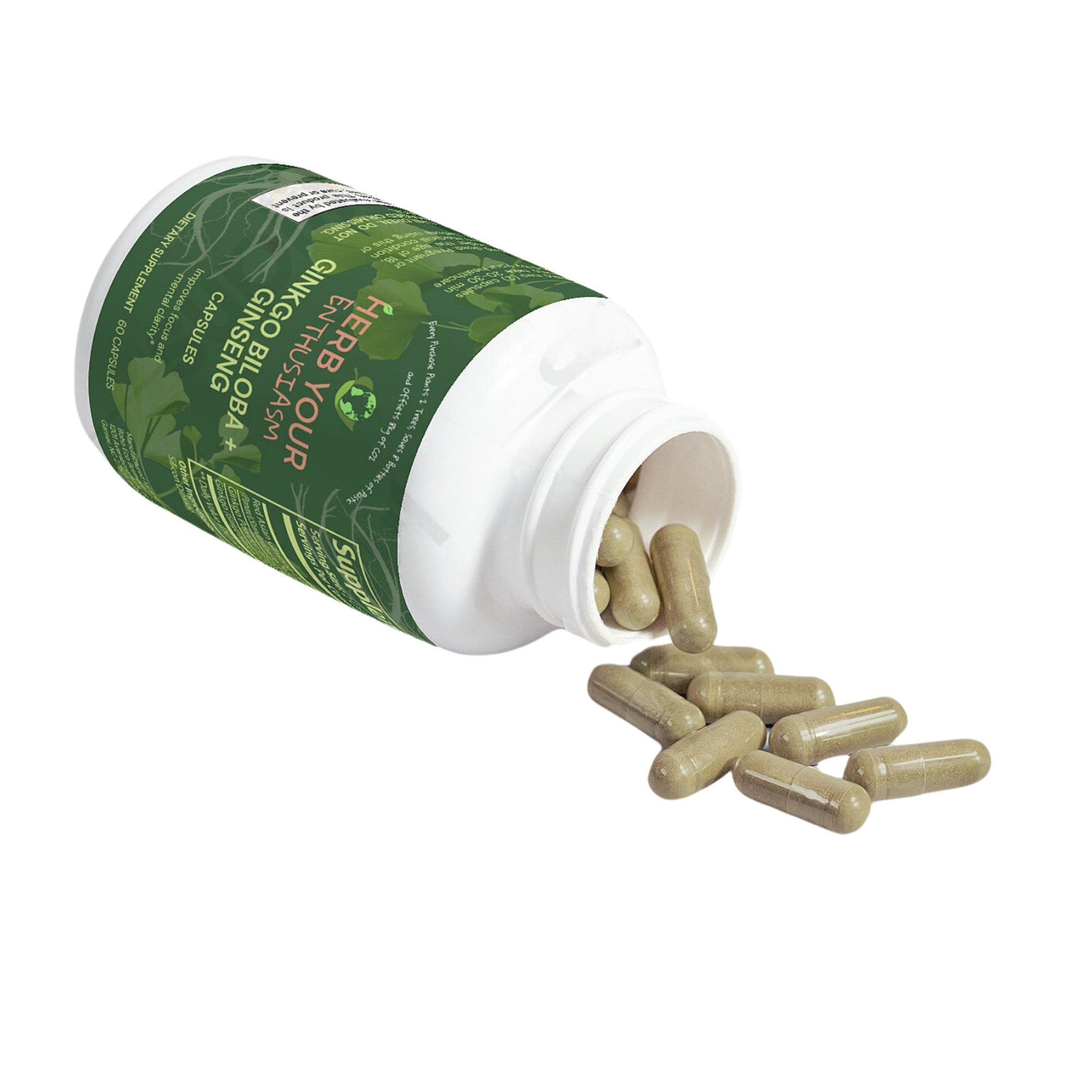 Herb Your Enthusiasm 100% Natural Organic Non GMO Ginkgo Biloba + Ginseng - Specialty Supplements