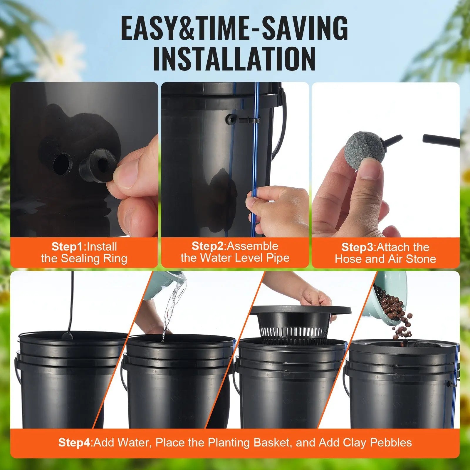 Hydroponics Grow System Deep Water Culture with Top Drip 1 Bucket 5Gal - United States - Hydroponics System