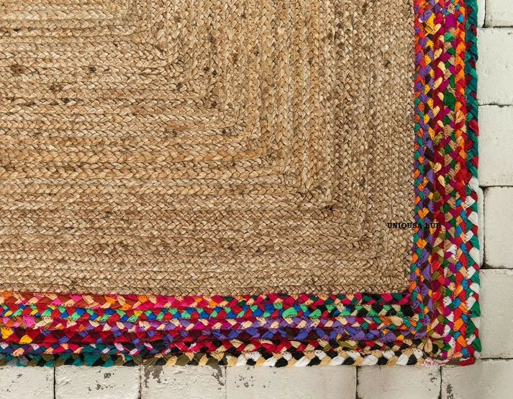 Jute Rug Cotton Handmade Reversible Rustic Appearance Area Runner Home Decoration Area Rug Carpets for Living Room