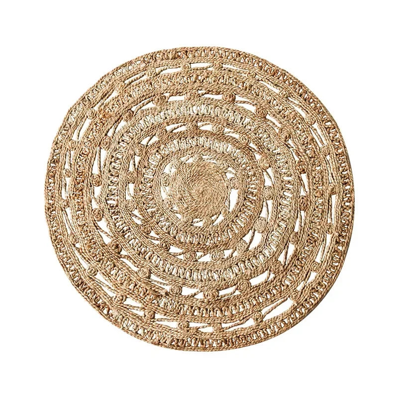 Living Room Carpet Home Decoration - Wear-Resistant and Durable Natural Jute Traditional Hand-Knitted Bedroom Rug - B