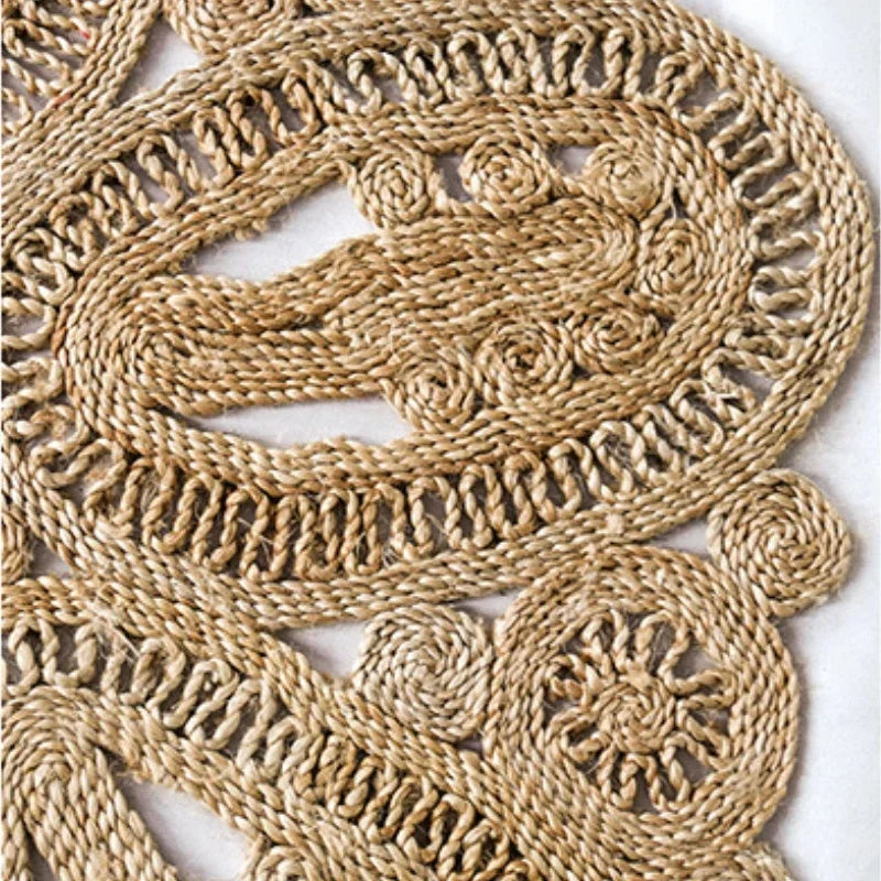 Living Room Carpet Home Decoration - Wear-Resistant and Durable Natural Jute Traditional Hand-Knitted Bedroom Rug