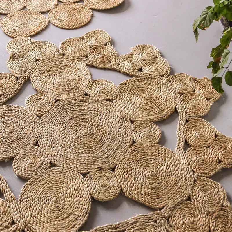 Living Room Carpet Home Decoration - Wear-Resistant and Durable Natural Jute Traditional Hand-Knitted Bedroom Rug