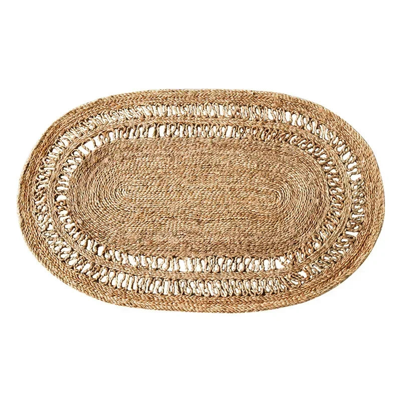 Living Room Carpet Home Decoration - Wear-Resistant and Durable Natural Jute Traditional Hand-Knitted Bedroom Rug - F