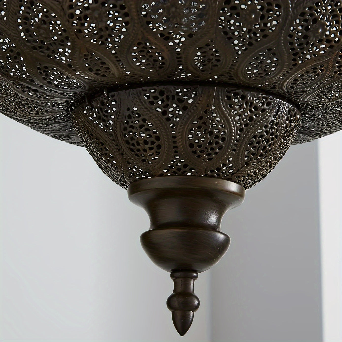 Lucena Fretwork Modern Drum Pendant Shade – Antique Bronze Finish Battery-Free Design - Pendant Light
