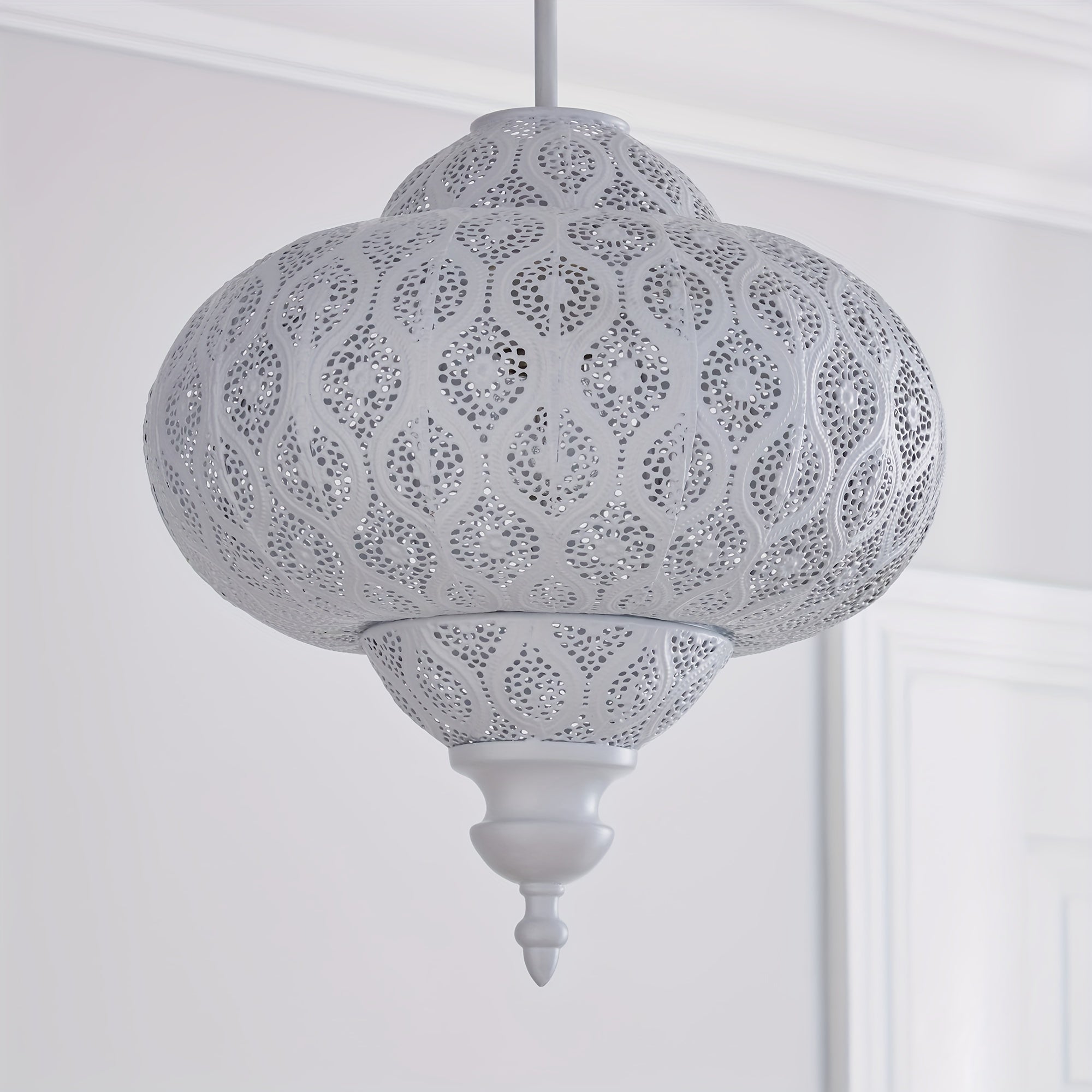 Lucena Fretwork Modern Drum Pendant Shade – Antique Bronze Finish Battery-Free Design - Pendant Light