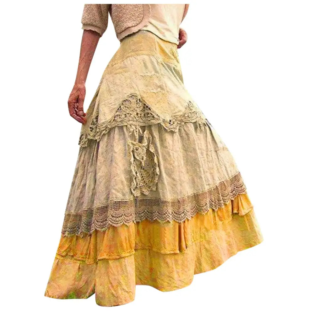 Luxury Women’S Elegant Dress Outfits Women’s Boho Tiered Long Lace Skirt Maxi Net Dresses - customized
