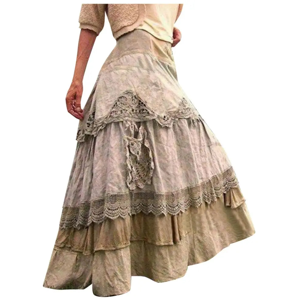 Luxury Women’S Elegant Dress Outfits Women’s Boho Tiered Long Lace Skirt Maxi Net Dresses - customized