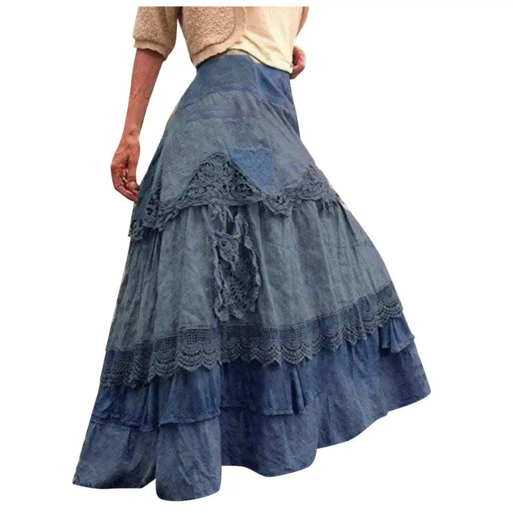 Luxury Women’S Elegant Dress Outfits Women’s Boho Tiered Long Lace Skirt Maxi Net Dresses - customized