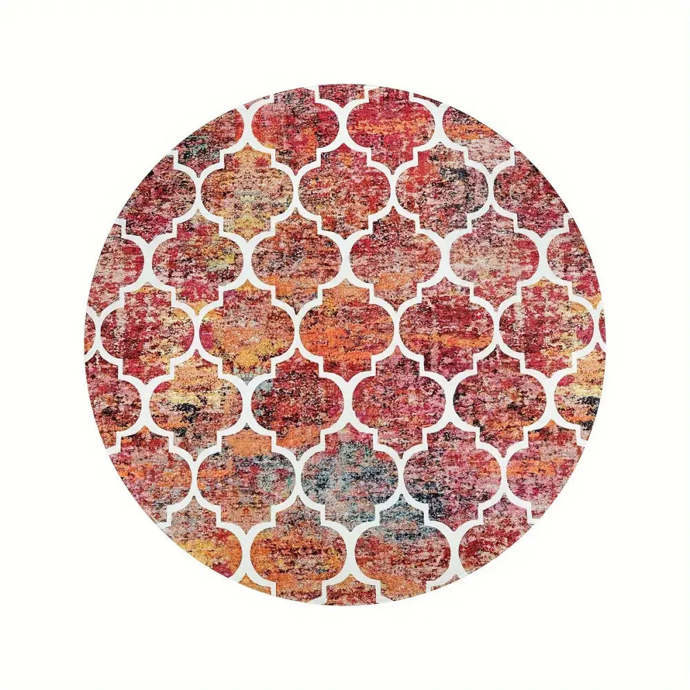 Moroccan Area Rug - Machine Washable Non-Slip Low-Pile Rug for Living Room Bedroom Entryway and More - Colorful