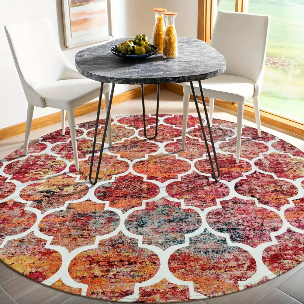 Moroccan Area Rug - Machine Washable Non-Slip Low-Pile Rug for Living Room Bedroom Entryway and More - Colorful
