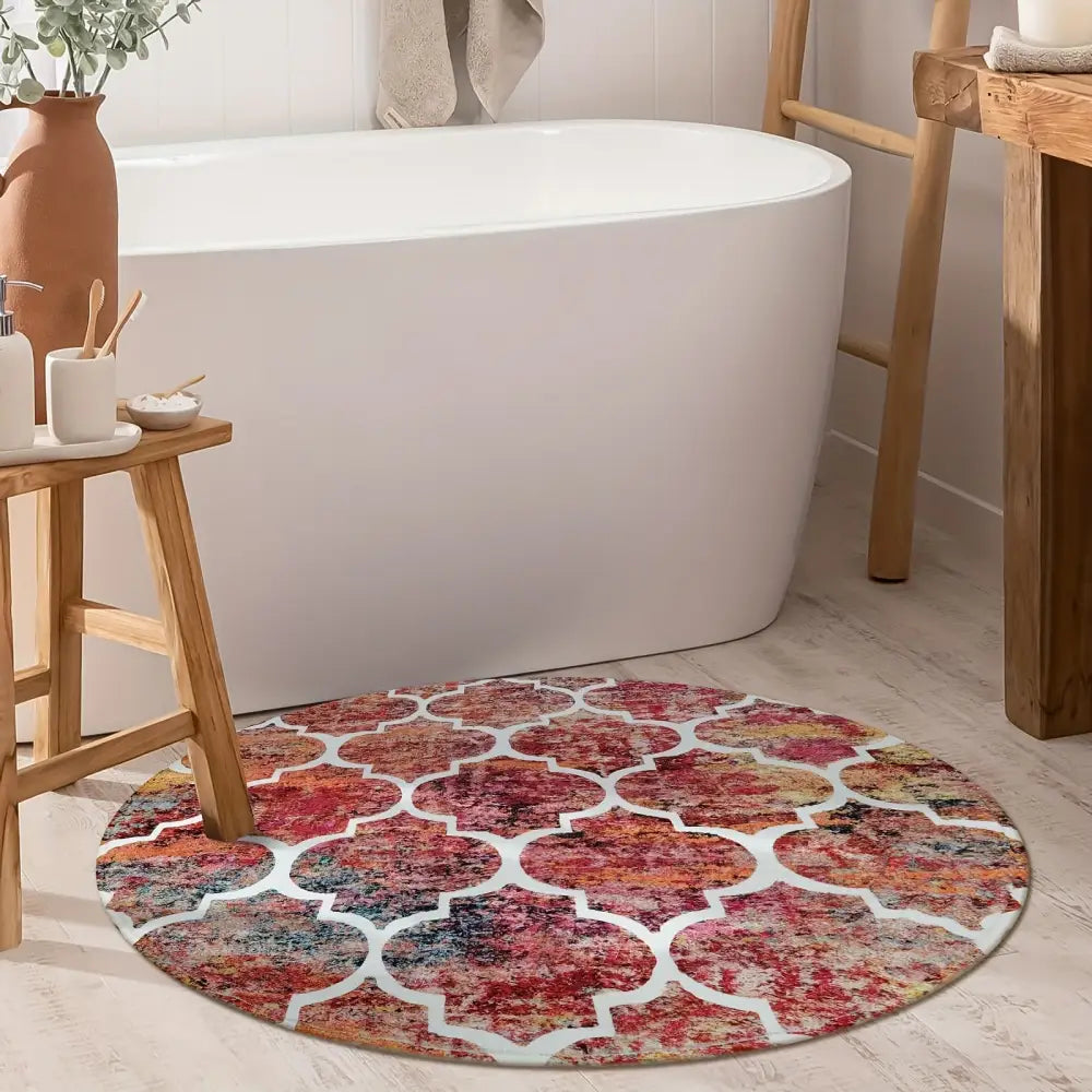 Moroccan Area Rug - Machine Washable Non-Slip Low-Pile Rug for Living Room Bedroom Entryway and More - Colorful