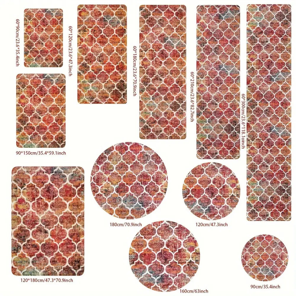 Moroccan Area Rug - Machine Washable Non-Slip Low-Pile Rug for Living Room Bedroom Entryway and More - Colorful