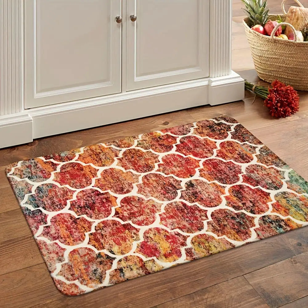 Moroccan Area Rug - Machine Washable Non-Slip Low-Pile Rug for Living Room Bedroom Entryway and More - Colorful