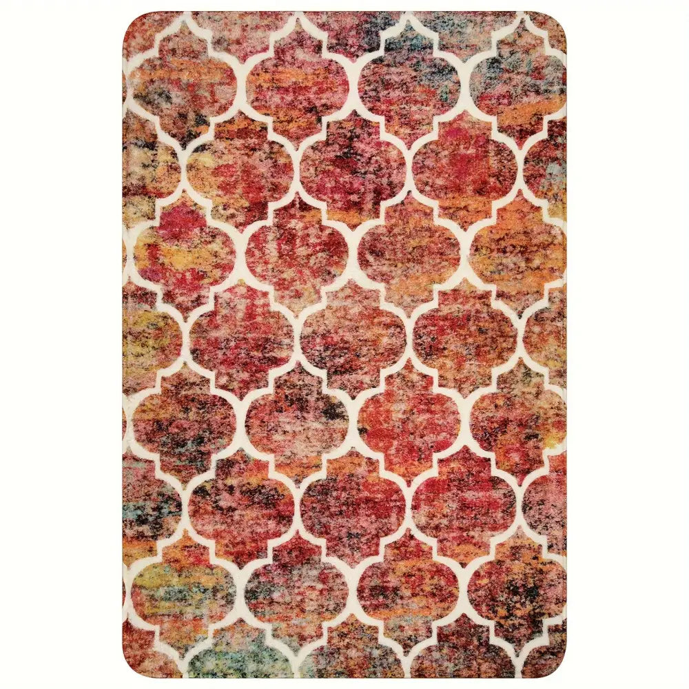 Moroccan Area Rug - Machine Washable Non-Slip Low-Pile Rug for Living Room Bedroom Entryway and More - Colorful