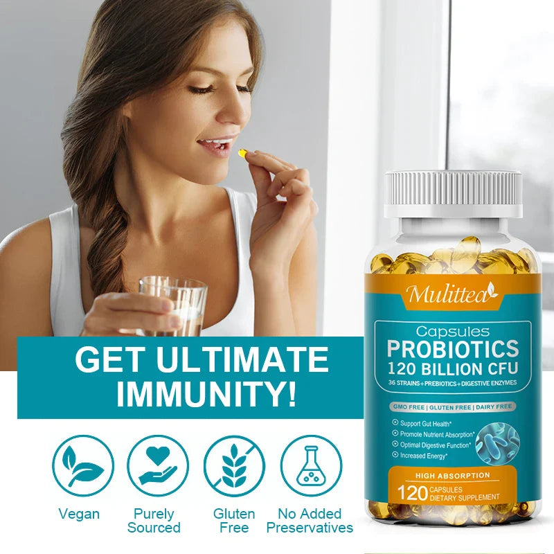 Mulitea Probiotic Complex Supplement 12 Billion CFUs - Male and Female Probiotics - Vitamins & Minerals