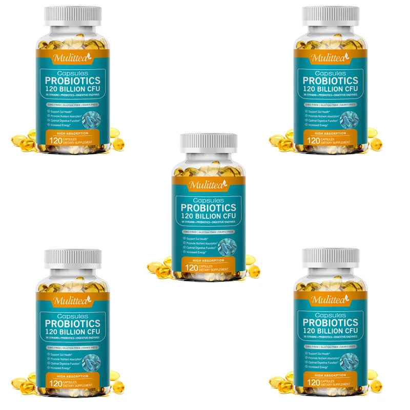 Mulitea Probiotic Complex Supplement 12 Billion CFUs - Male and Female Probiotics - 120pcs 5bottles / United States