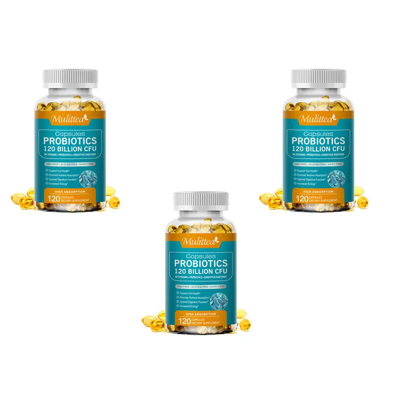 Mulitea Probiotic Complex Supplement 12 Billion CFUs - Male and Female Probiotics - 120pcs 3bottles / United States
