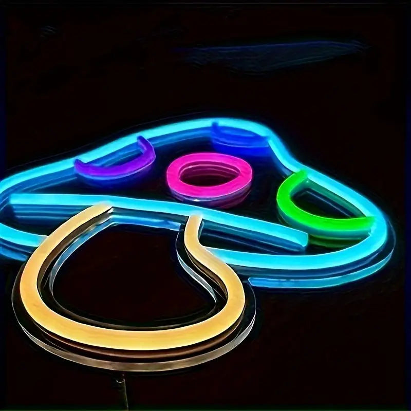 Mushroom Neon Sign Light - Cute Mushroom Night Light for Game Room & Bedroom Wall Decor Perfect Holiday Gift for Boys &