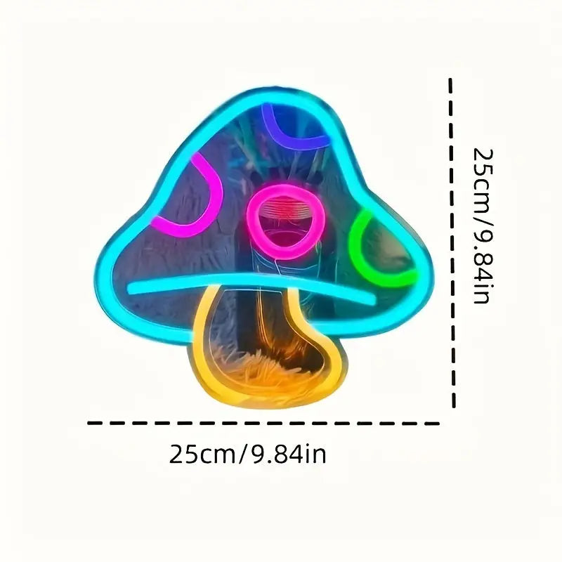 Mushroom Neon Sign Light - Cute Mushroom Night Light for Game Room & Bedroom Wall Decor Perfect Holiday Gift for Boys &