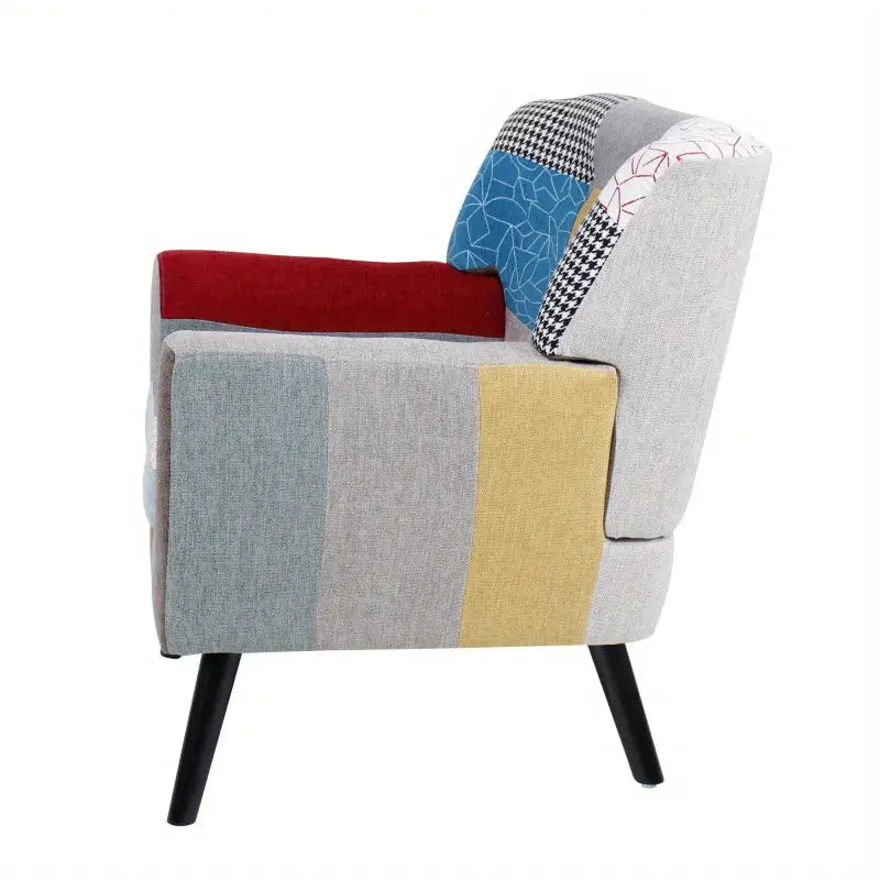 Patchwork Panache Upholstered Armchair - Elegant & Cozy Accent Chair with Unique Multicolor Design for Living Room