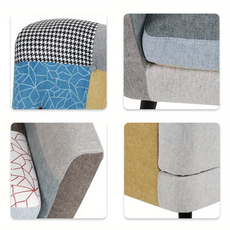 Patchwork Panache Upholstered Armchair - Elegant & Cozy Accent Chair with Unique Multicolor Design for Living Room