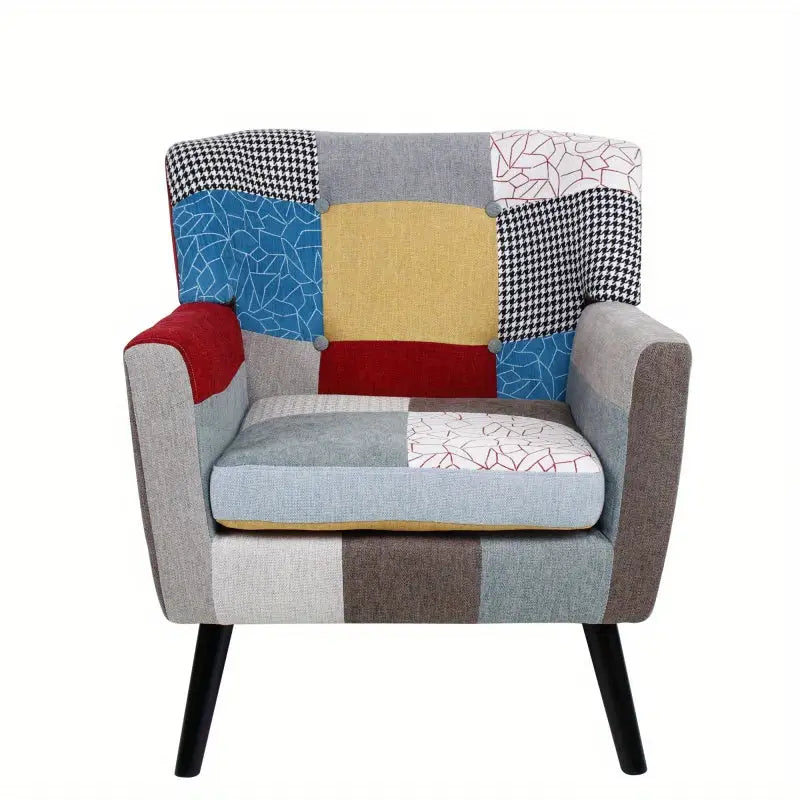 Patchwork Panache Upholstered Armchair - Elegant & Cozy Accent Chair with Unique Multicolor Design for Living Room
