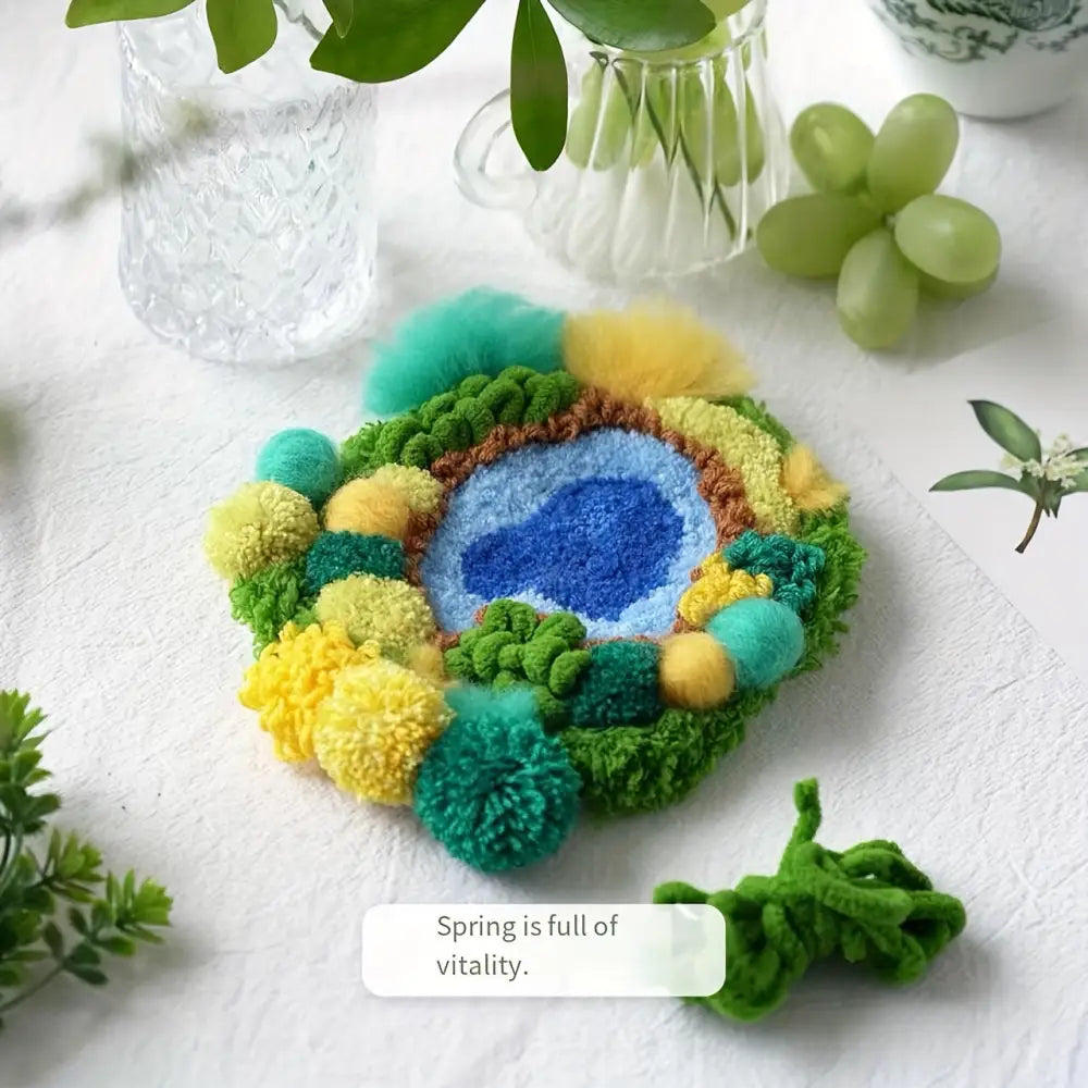 Seasonal Moss Coaster DIY Craft Kit - Handmade Cup Mat Embroidery Set for Home Decor Gifts & Couples Complete Material