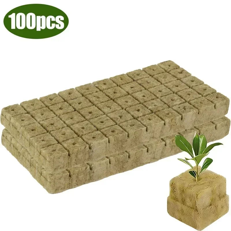 Stonewool Hydroponic Grow Media Cubes – Soilless Substrate for Seedlings & Plants – Efficient Planting Cubes