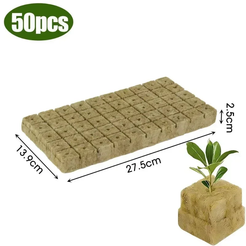 Stonewool Hydroponic Grow Media Cubes – Soilless Substrate for Seedlings & Plants – Efficient Planting Cubes
