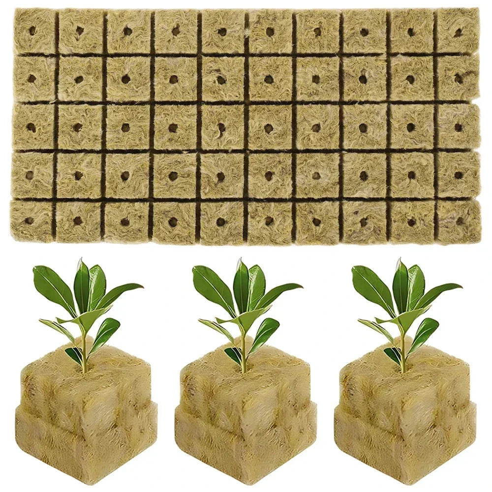 Stonewool Hydroponic Grow Media Cubes – Soilless Substrate for Seedlings & Plants – Efficient Planting Cubes