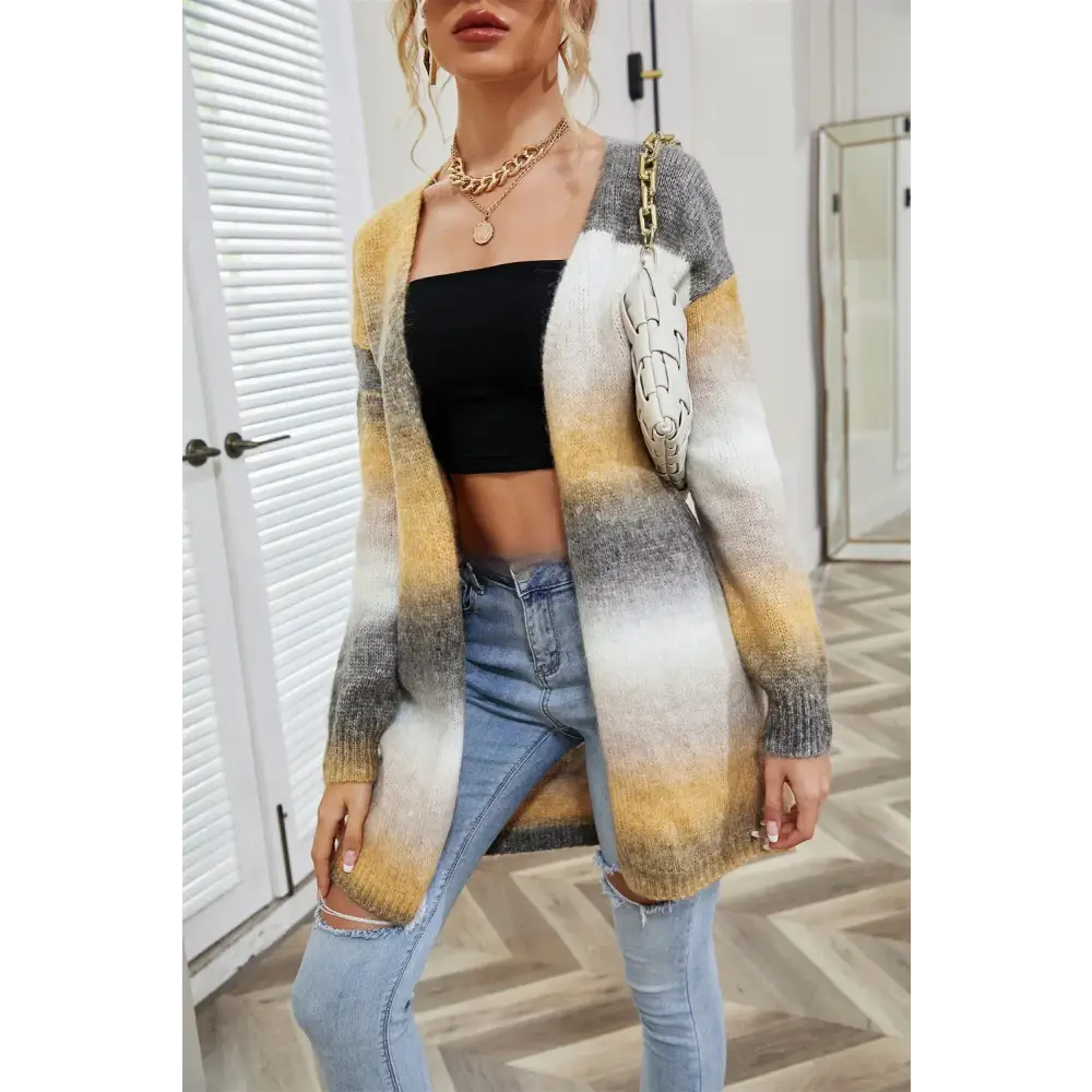 Tie Dye Cardigan Knit Sweater Women Rainbow Jumpers Spring Autumn Winter Maxi Soft Loose Coat Long Knitted Jacket