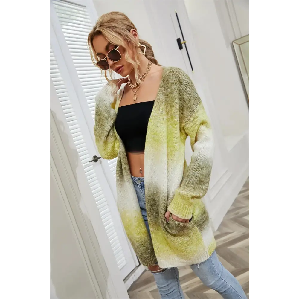 Tie Dye Cardigan Knit Sweater Women Rainbow Jumpers Spring Autumn Winter Maxi Soft Loose Coat Long Knitted Jacket