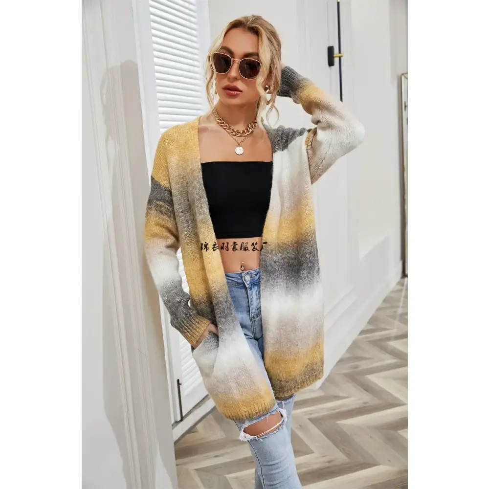 Tie Dye Cardigan Knit Sweater Women Rainbow Jumpers Spring Autumn Winter Maxi Soft Loose Coat Long Knitted Jacket