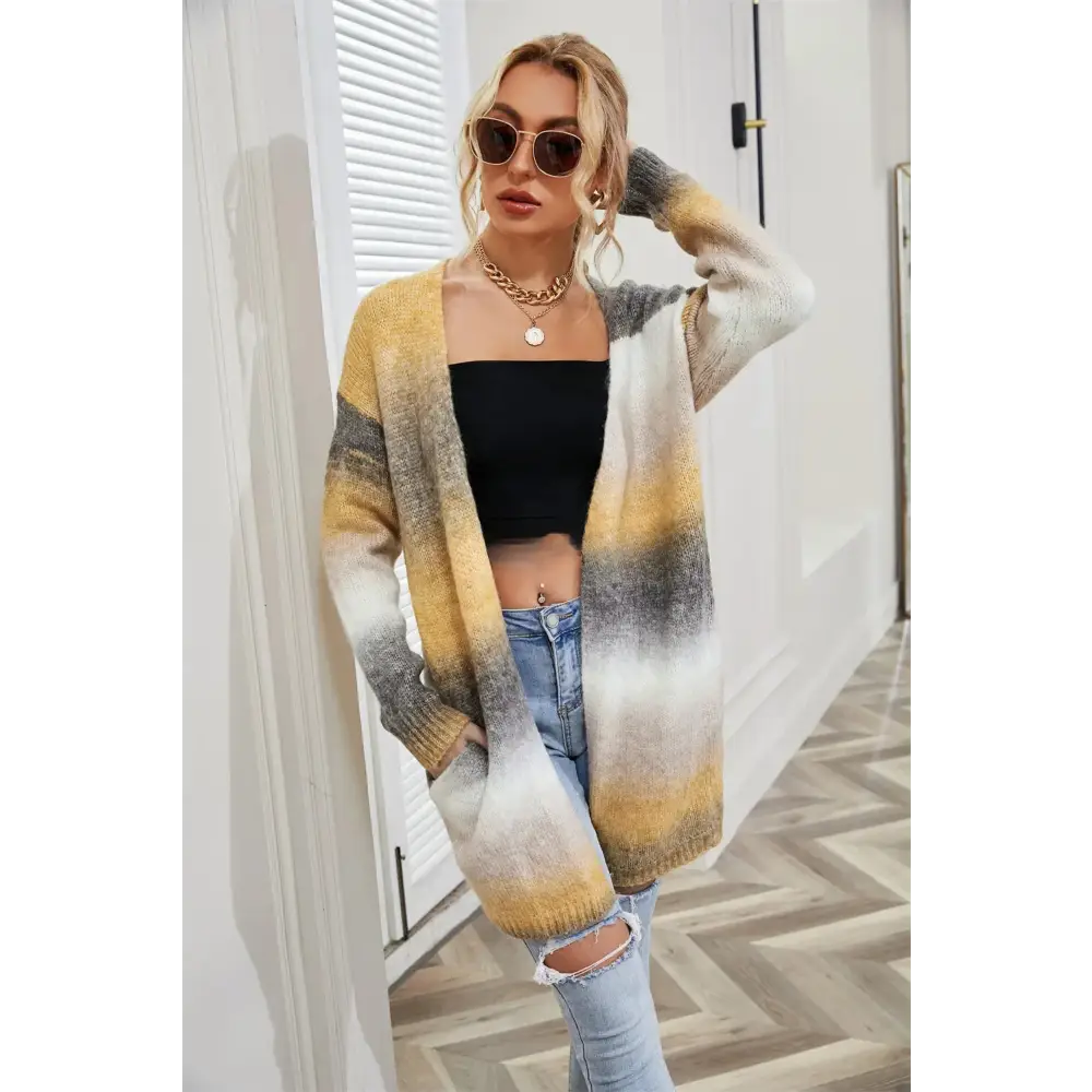 Tie Dye Cardigan Knit Sweater Women Rainbow Jumpers Spring Autumn Winter Maxi Soft Loose Coat Long Knitted Jacket