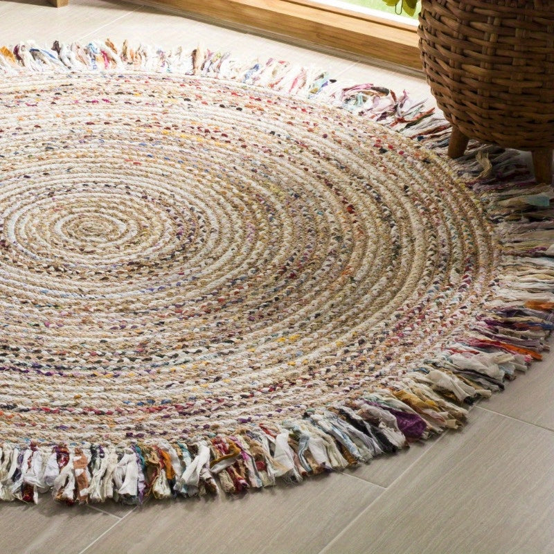 Victoria Braided Round Rug – 3’x3’ Hand Washable Boho Style Area Carpet for Entryway & Office - 3’x3’round