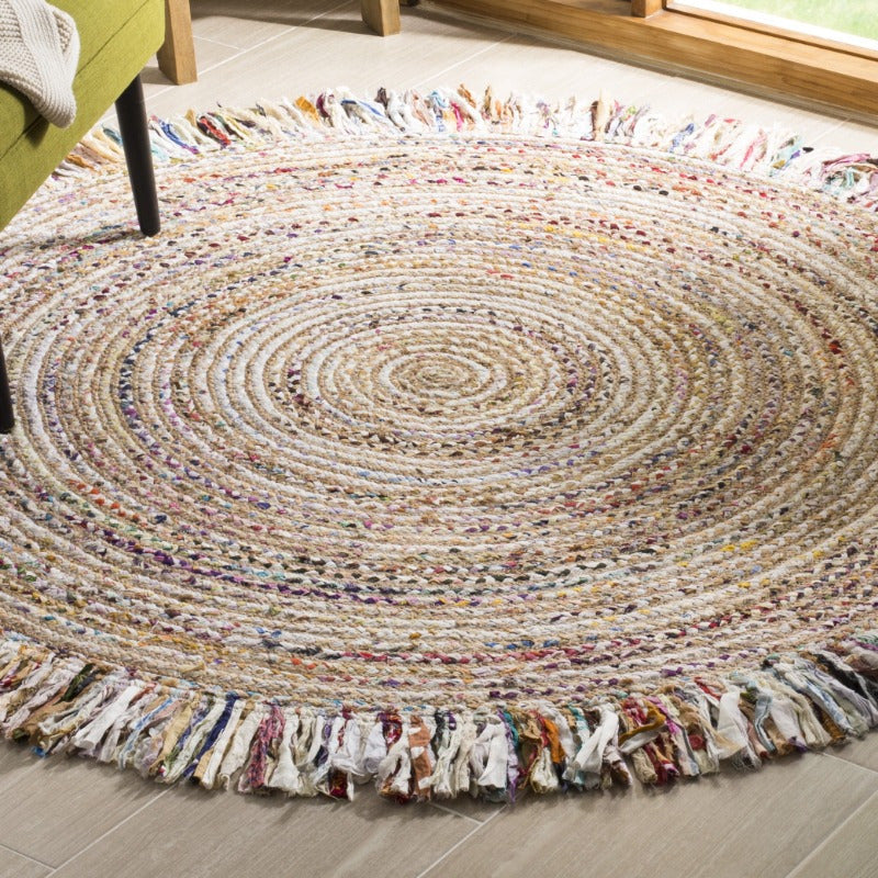 Victoria Braided Round Rug – 3’x3’ Hand Washable Boho Style Area Carpet for Entryway & Office - 3’x3’round