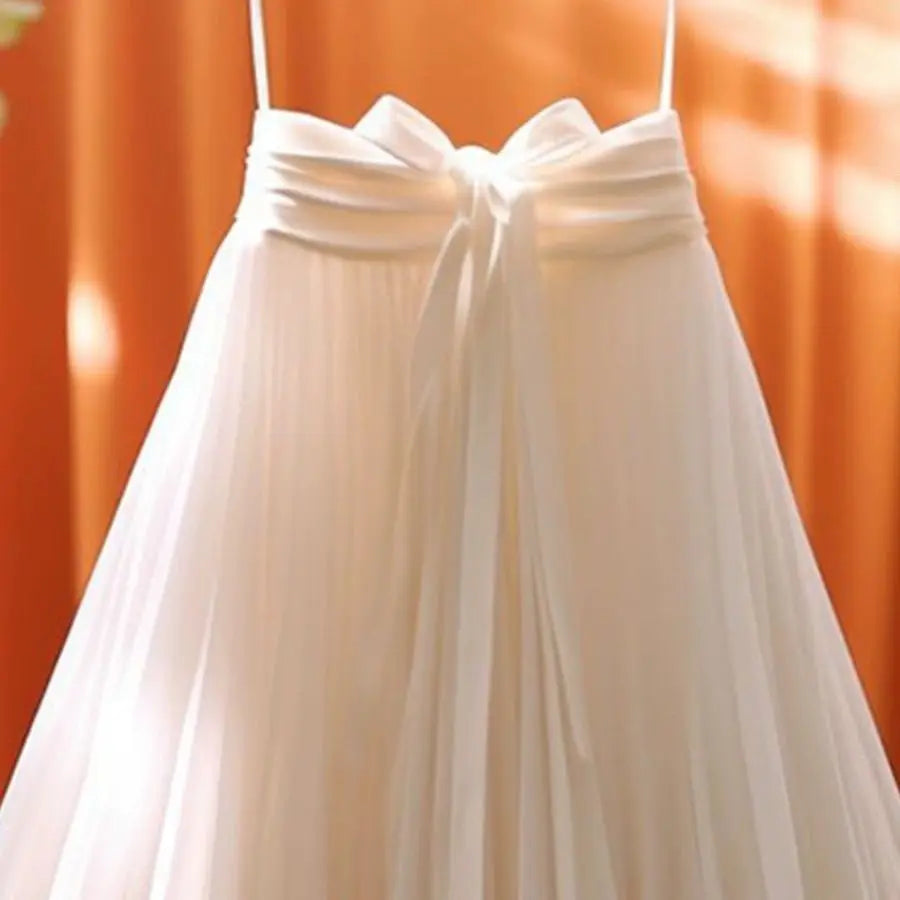 Vintage Tie Tailcoat Pleated Skirt - High Waist Bow Midi Maxi Skirt for Women Loose and Elegant Faldas Mujer Moda