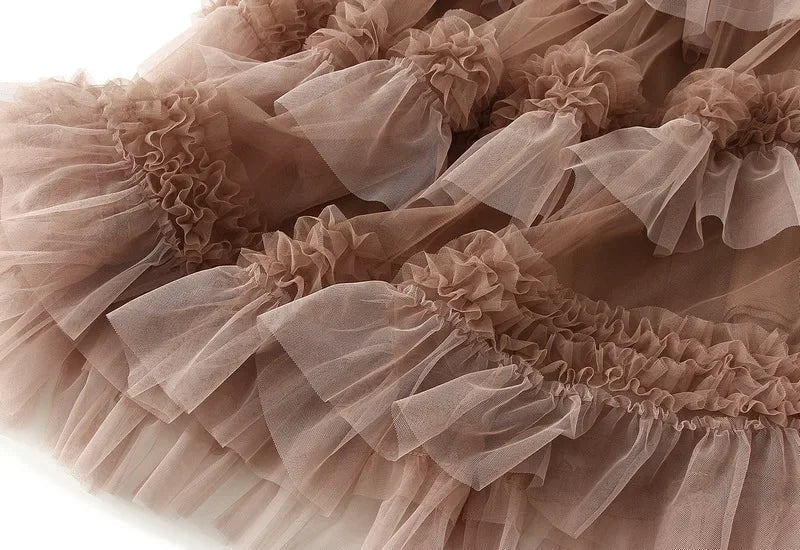 Women’s Big Swing Fluffy Yarn Ball Gown Skirt - Long Layered Cake Skirt for Winter Fashion Outfits Elegant
