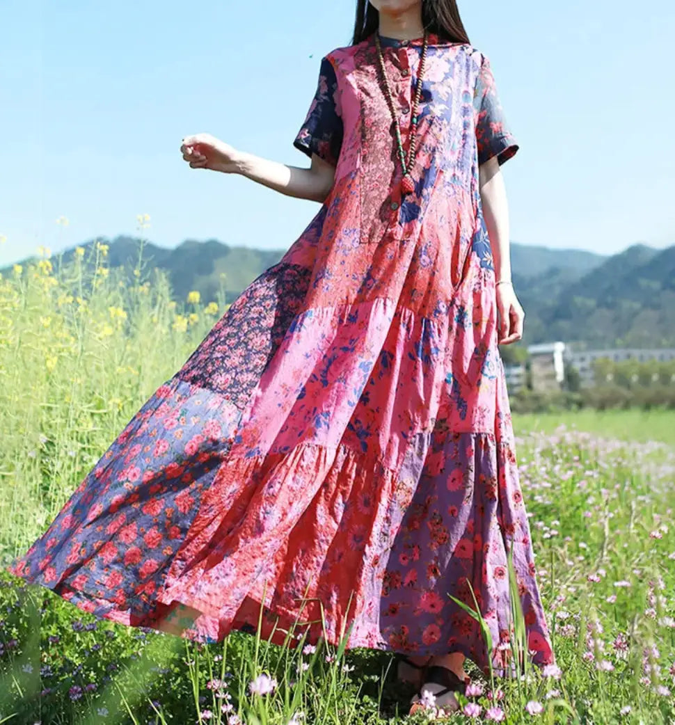Floral patchwork maxi dress.